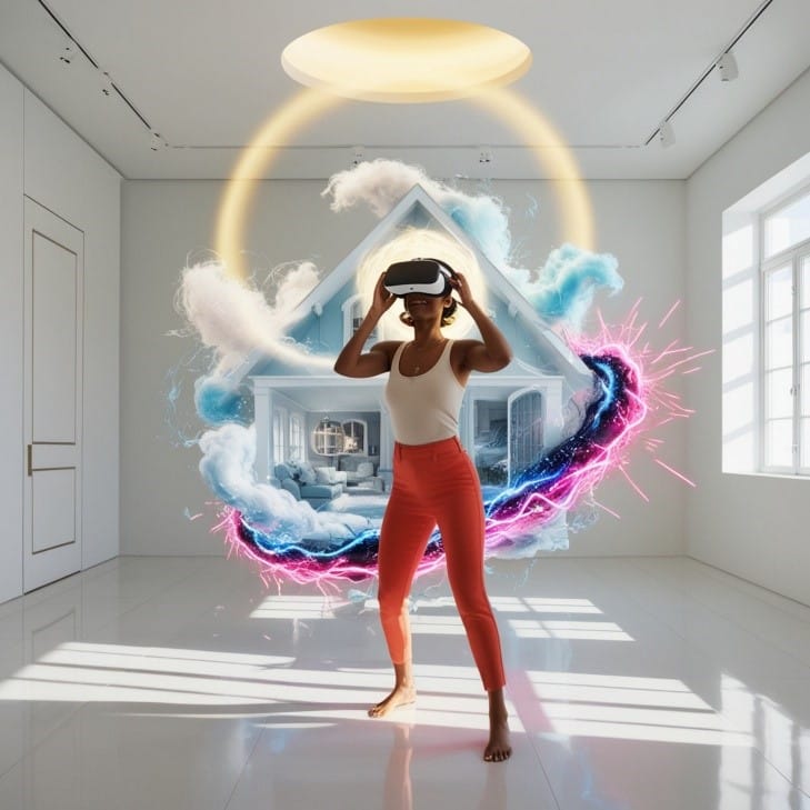 Experiencia interactiva gamificada en el metaverso con usuarios participando.